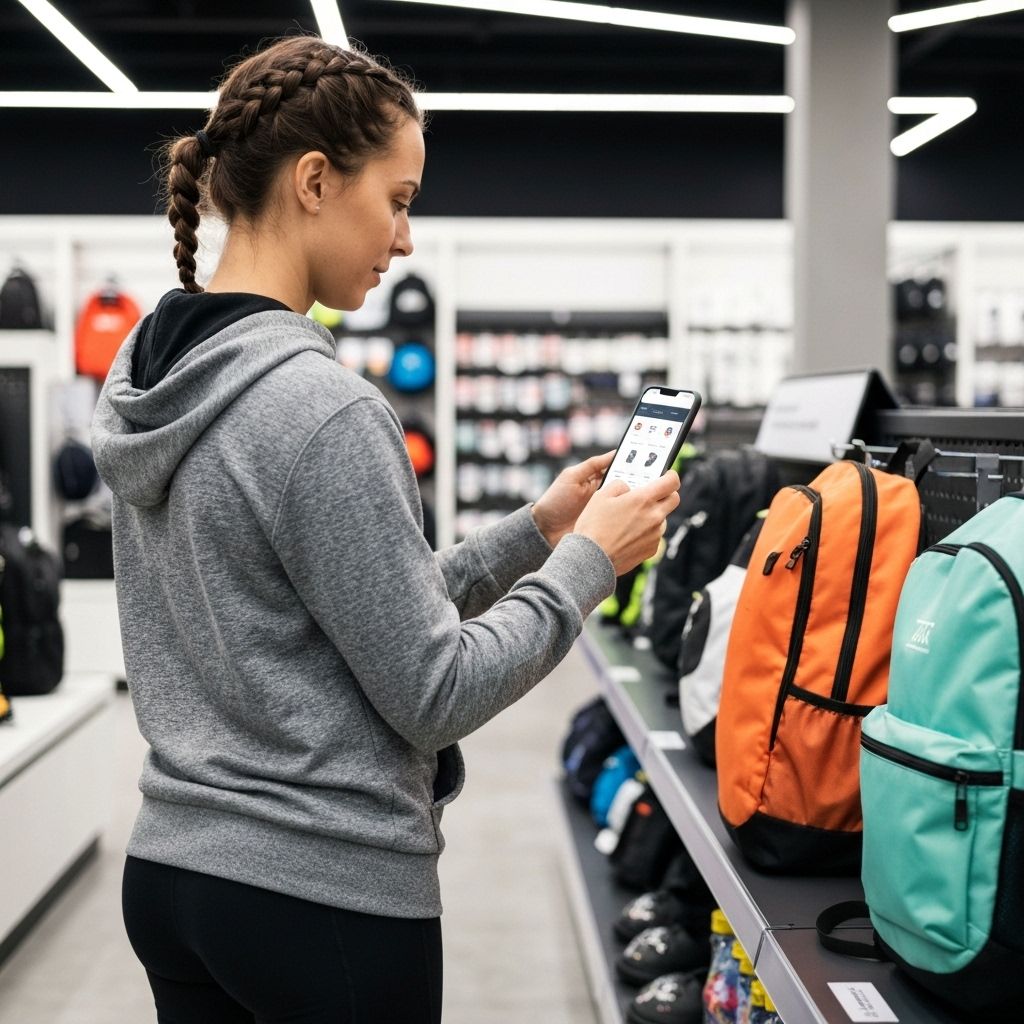 Person scanning product with smartphone